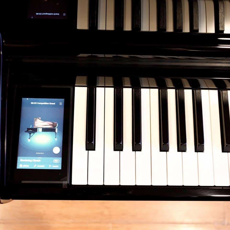 Close up of digital piano display interface